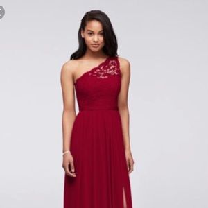 David’s Bridal Red One Shoulder Dress